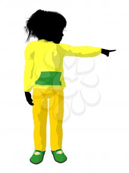 Royalty Free Clipart Image of a Girl in Yellow and Green