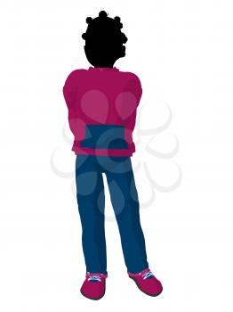 Royalty Free Clipart Image of a Girl in Pink and Blue