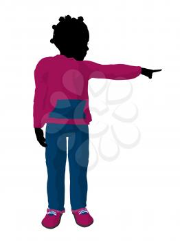 Royalty Free Clipart Image of a Girl in Pink and Blue