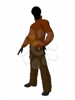 Royalty Free Clipart Image of a Guy in a Rust-Coloured Top