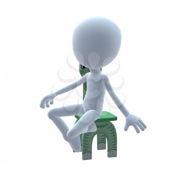 Royalty Free Clipart Image of a 3D Boy With a Zebra Chair