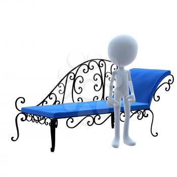 Royalty Free Clipart Image of a 3D Guy With Patio Furniture