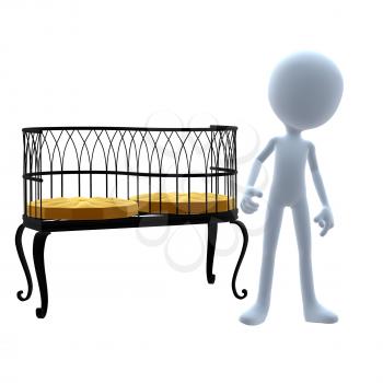 Royalty Free Clipart Image of a 3D Guy With Patio Furniture