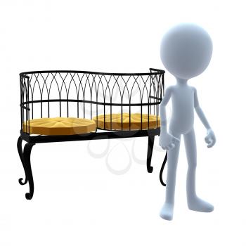 Royalty Free Clipart Image of a 3D Guy With Patio Furniture