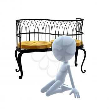 Royalty Free Clipart Image of a 3D Guy With Patio Furniture