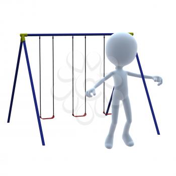 Royalty Free Clipart Image of a 3D Guy With a Swing