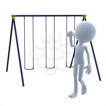 Royalty Free Clipart Image of a 3D Guy With a Swing