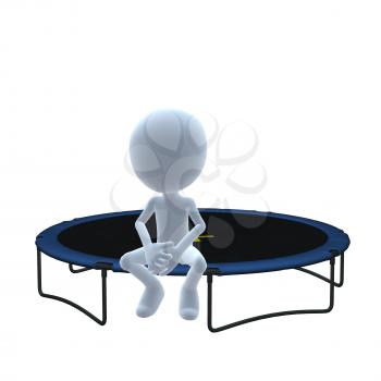 Royalty Free Clipart Image of a 3D Guy on a Trampoline