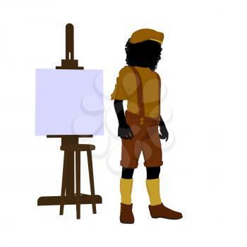 Royalty Free Clipart Image of a Young Artist and Easel