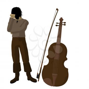 Royalty Free Clipart Image of a Man With a Violin