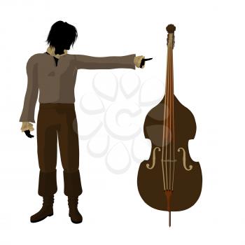 Royalty Free Clipart Image of a Man and Violin