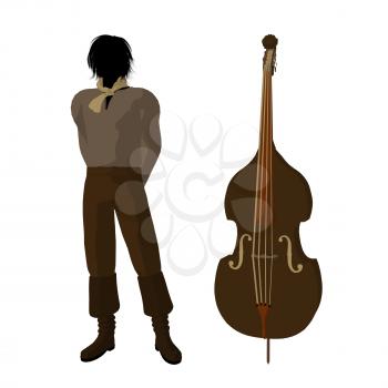 Royalty Free Clipart Image of a Man and Violin