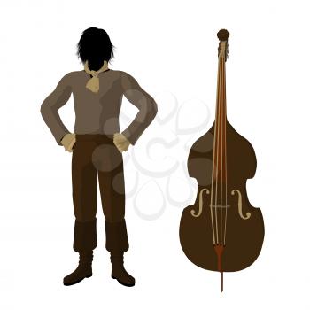 Royalty Free Clipart Image of a Man and Violin