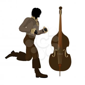 Royalty Free Clipart Image of a Man and Violin