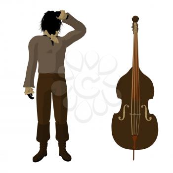 Royalty Free Clipart Image of a Man and Violin