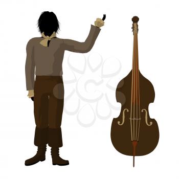 Royalty Free Clipart Image of a Man and Violin