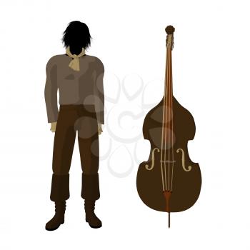 Royalty Free Clipart Image of a Man and Violin