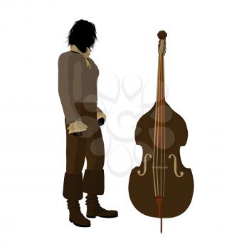 Royalty Free Clipart Image of a Man and Violin