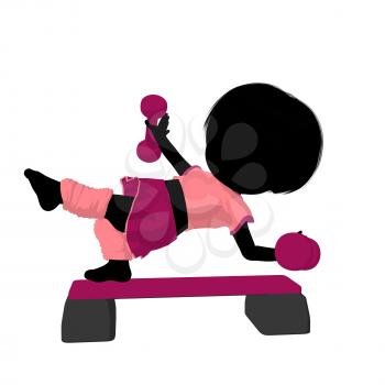 Royalty Free Clipart Image of a Girl Doing Step Aerobics