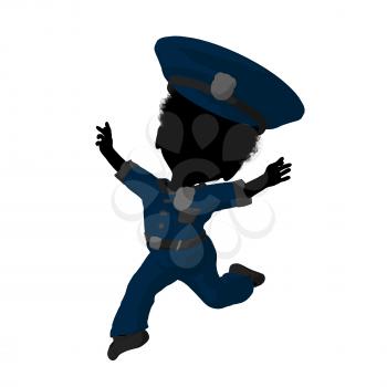 Royalty Free Clipart Image of a Little Girl in a Police Officer's Costume