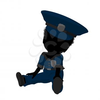 Royalty Free Clipart Image of a Little Girl in a Police Officer's Costume