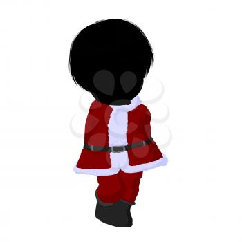 Royalty Free Clipart Image of a Little Girl in a Santa Suit