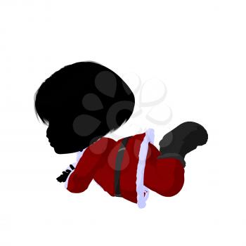 Royalty Free Clipart Image of a Little Girl in a Santa Suit