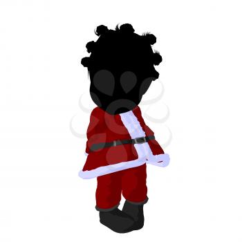 Royalty Free Clipart Image of a Little Girl in a Santa Suit