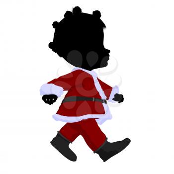 Royalty Free Clipart Image of a Little Girl in a Santa Suit