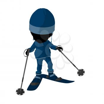 Royalty Free Clipart Image of a Little Girl Skiing