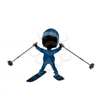 Royalty Free Clipart Image of a Little Girl Skiing