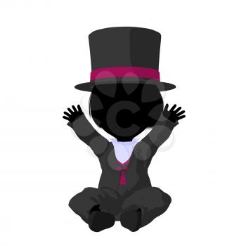 Royalty Free Clipart Image of a Little Girl in a Top Hat