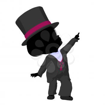 Royalty Free Clipart Image of a Little Girl in a Top Hat