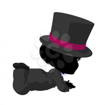 Royalty Free Clipart Image of a Little Girl in a Top Hat