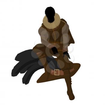 Royalty Free Clipart Image of an Elizabethan Man With a Hat