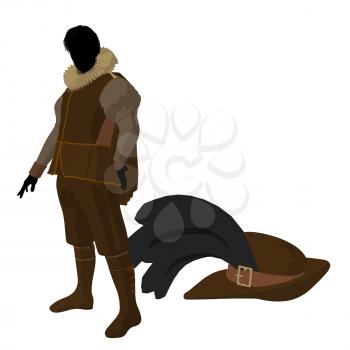 Royalty Free Clipart Image of an Elizabethan Man With a Hat