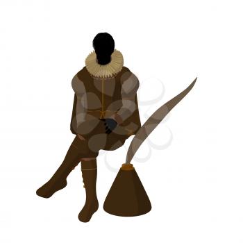 Royalty Free Clipart Image of an Elizabethan Man With a Quill Pen