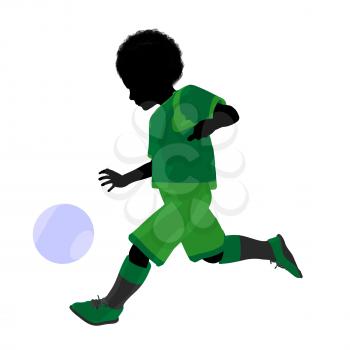Royalty Free Clipart Image of a Little Boy Playing Soccer