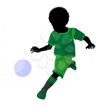 Royalty Free Clipart Image of a Little Boy Playing Soccer