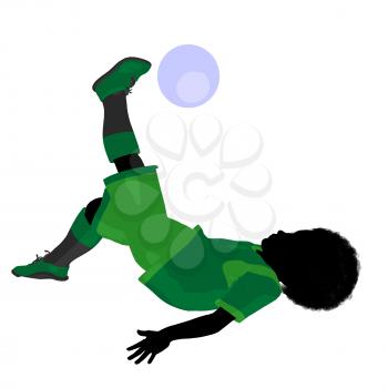 Royalty Free Clipart Image of a Little Boy Playing Soccer