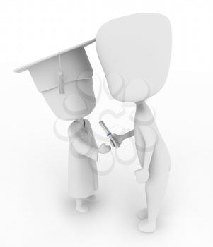 3D Illustration of a Kid Accepting His Diploma