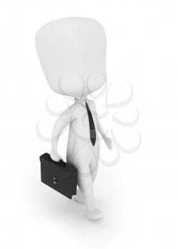 3D Illustration of a Businessman Carrying an Attache Case