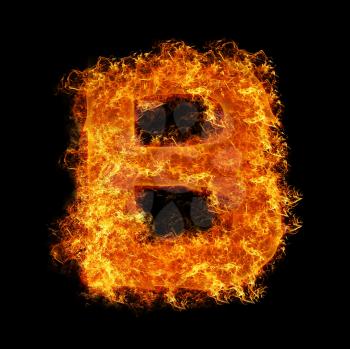 Fire letter B on a black background