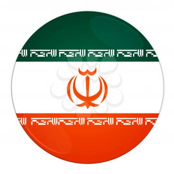 Abstract illustration: button with flag from Iran country
