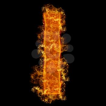 Fire small letter L on a black background