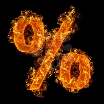 Fire sign Percent on a black background