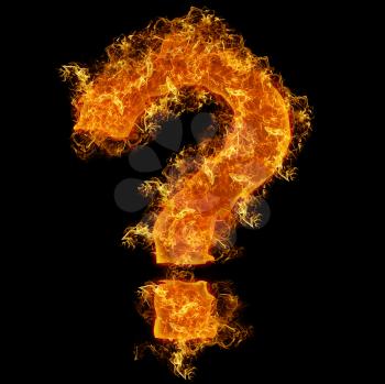 Fire sign query mark on a black background