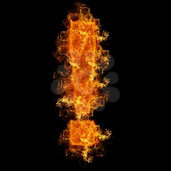 Fire sign exclamation mark on a black background