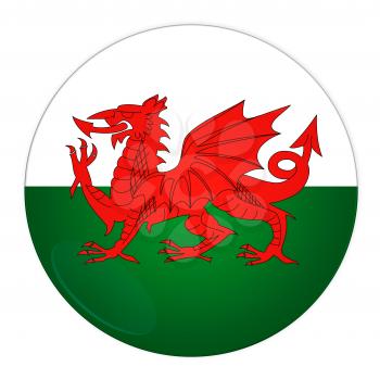 Abstract illustration: button with flag from Wales country