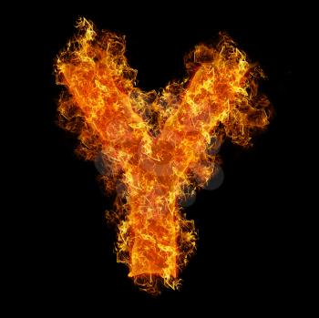 Fire letter Y on a black background